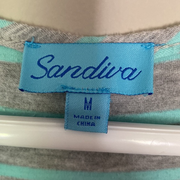 Sandive Women’s Razor Back Maxi Dress Size Medium Gray/Aqua Super Soft EUC - Picture 4 of 5